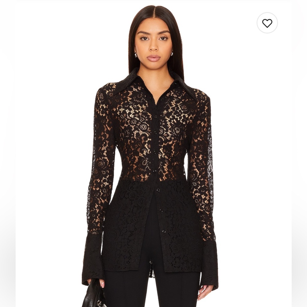 Ronny kobo Hana Black Lace Blouse top